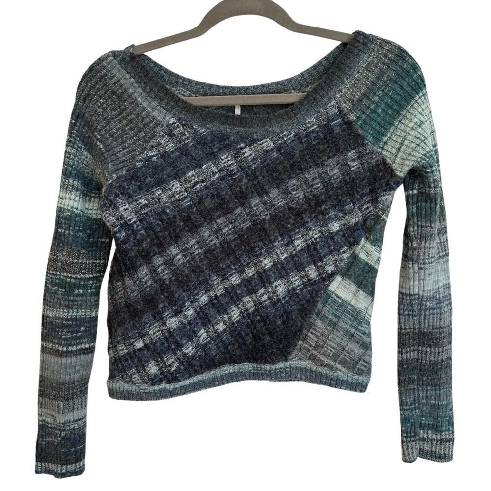 Free People Blue Patterned Sweater - XS